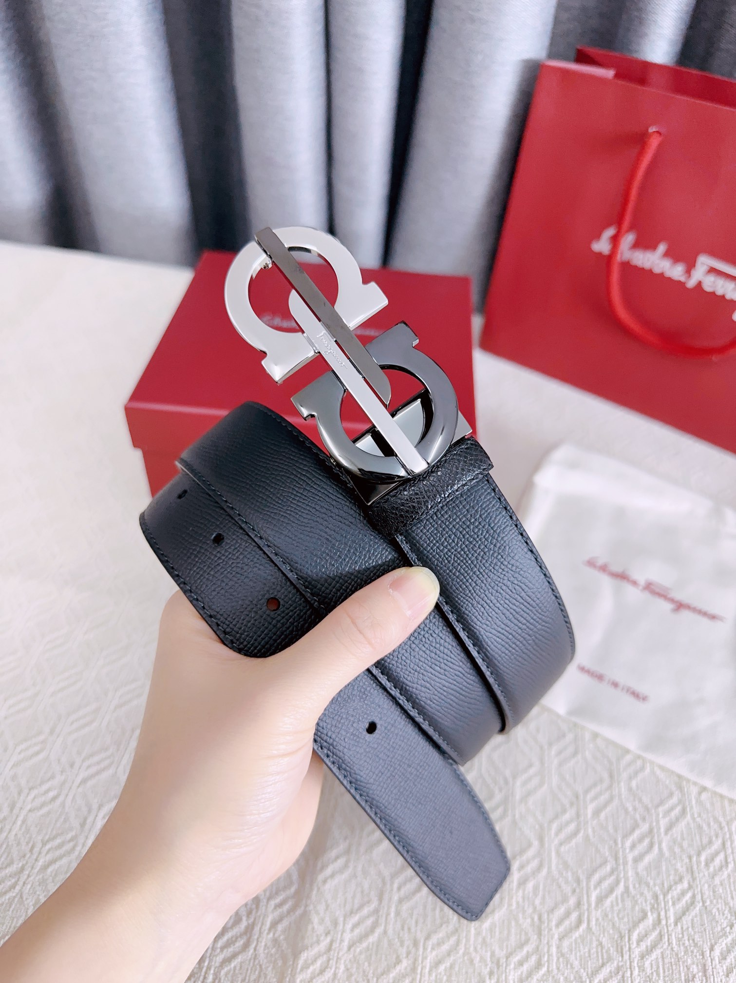 Salvatore Ferragamo Male Leather Belt Cow Leather M