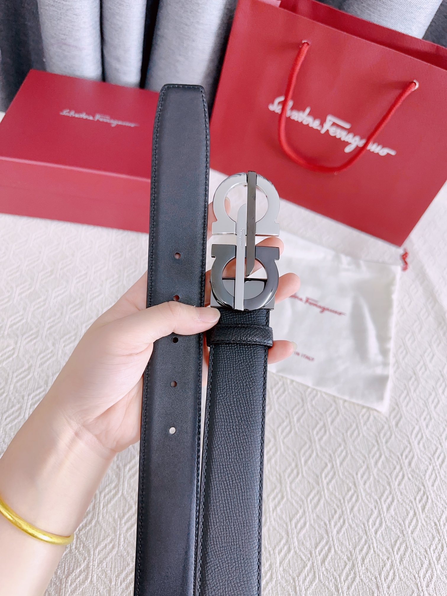 Salvatore Ferragamo Male Leather Belt Cow Leather M