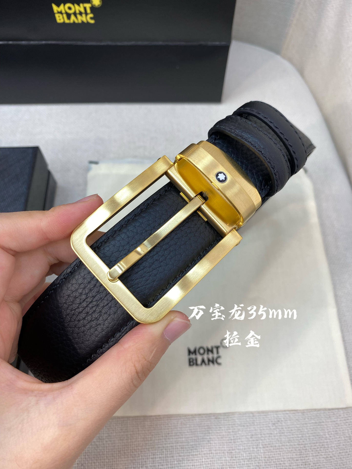 Montblanc Male Pin Buckle Belt Cow Leather 125cm-m