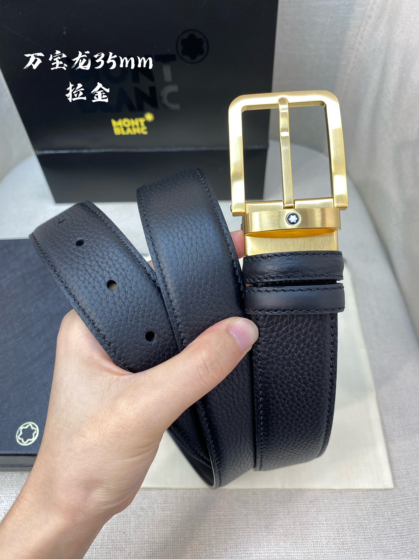 Montblanc Male Pin Buckle Belt Cow Leather 125cm-m