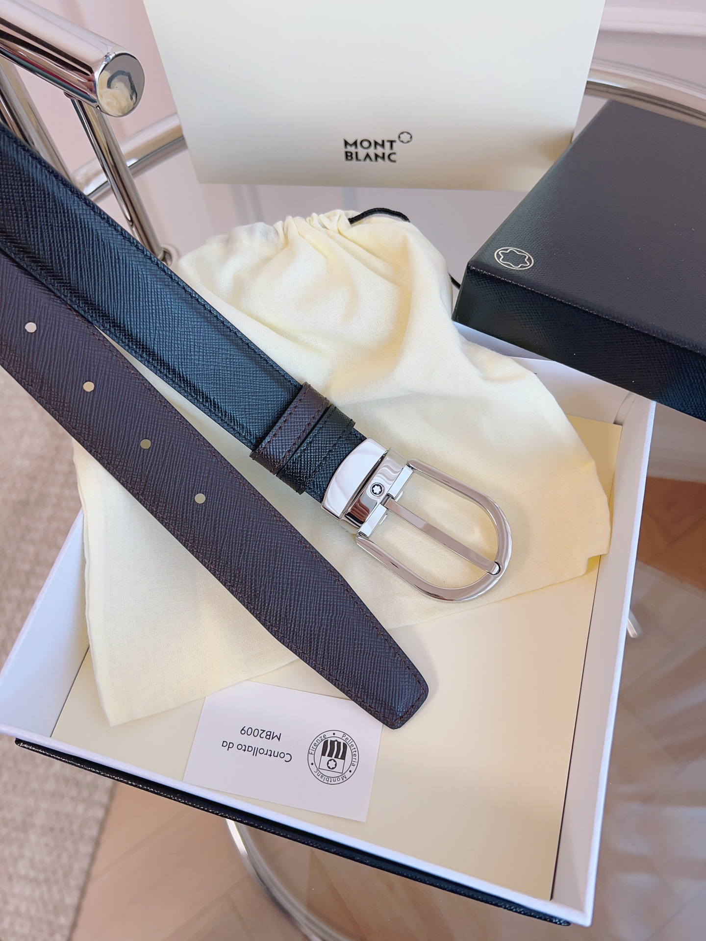 Montblanc Male Pin Buckle Belt Cow Leather 125cm-m