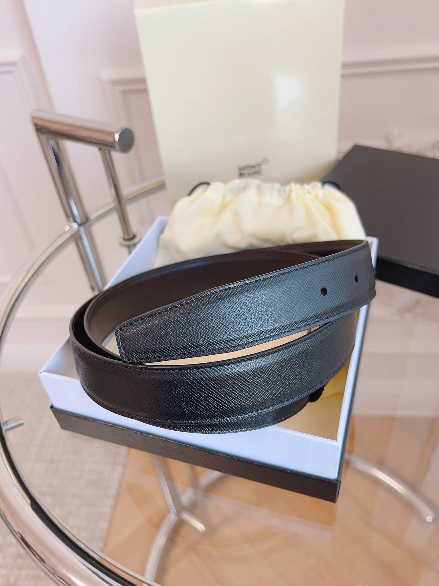 Montblanc Male Pin Buckle Belt Cow Leather 125cm-m