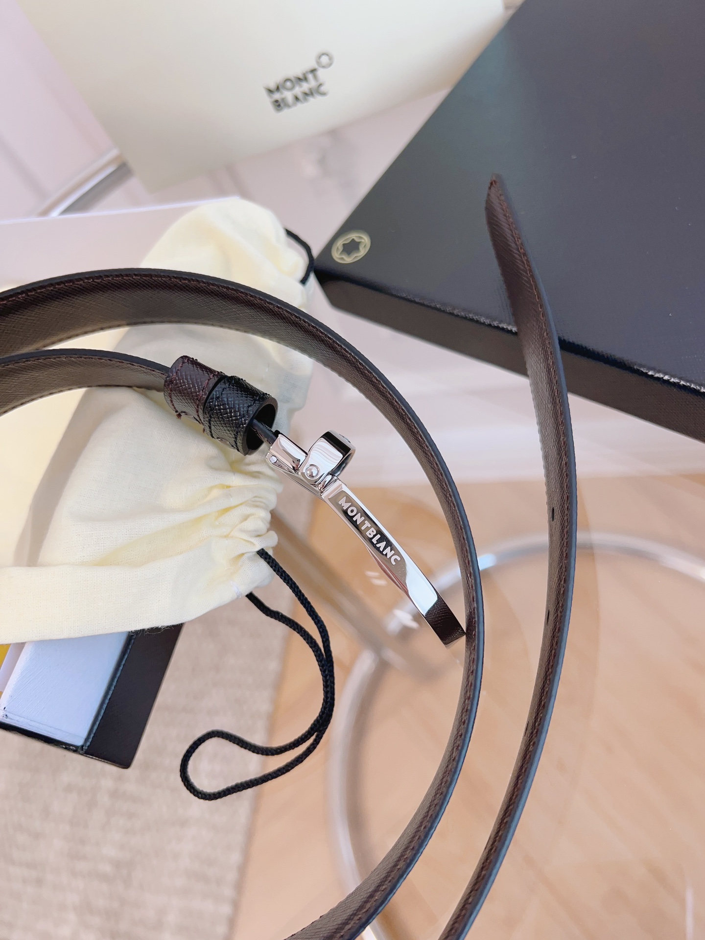 Montblanc Male Pin Buckle Belt Cow Leather 125cm-m