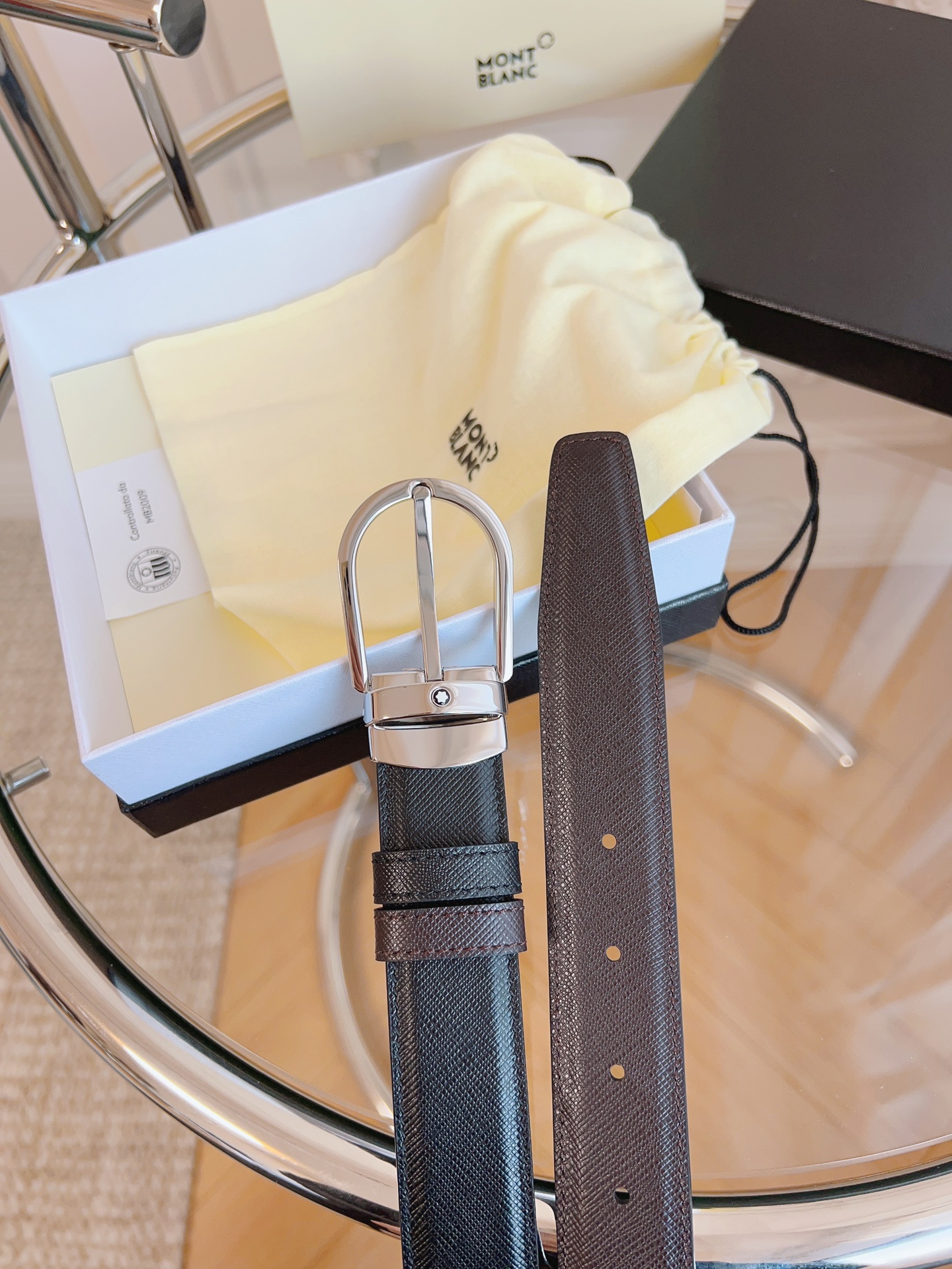 Montblanc Male Pin Buckle Belt Cow Leather 125cm-m