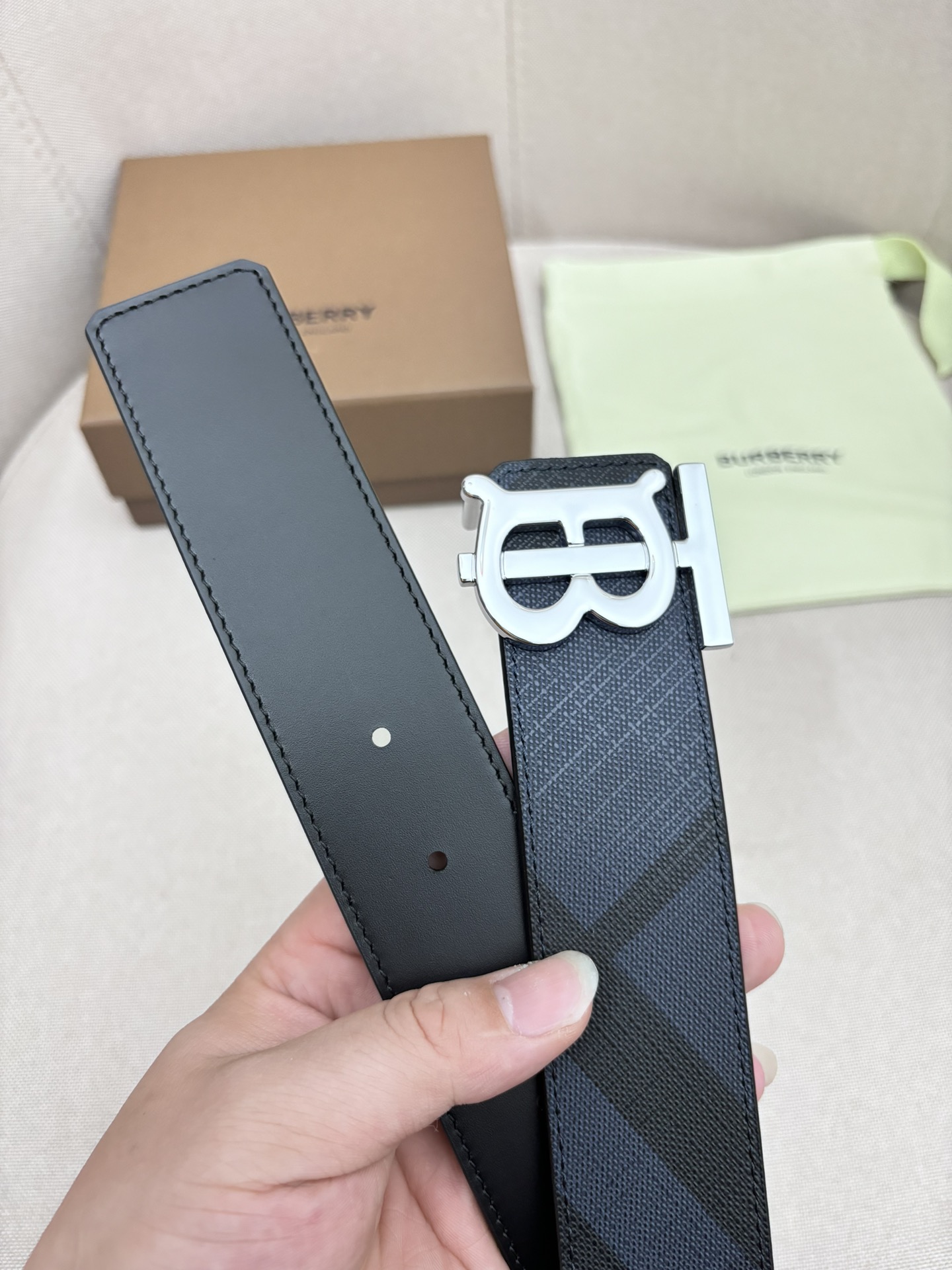 Burberry Male Leather Belt Top Grain Leather M