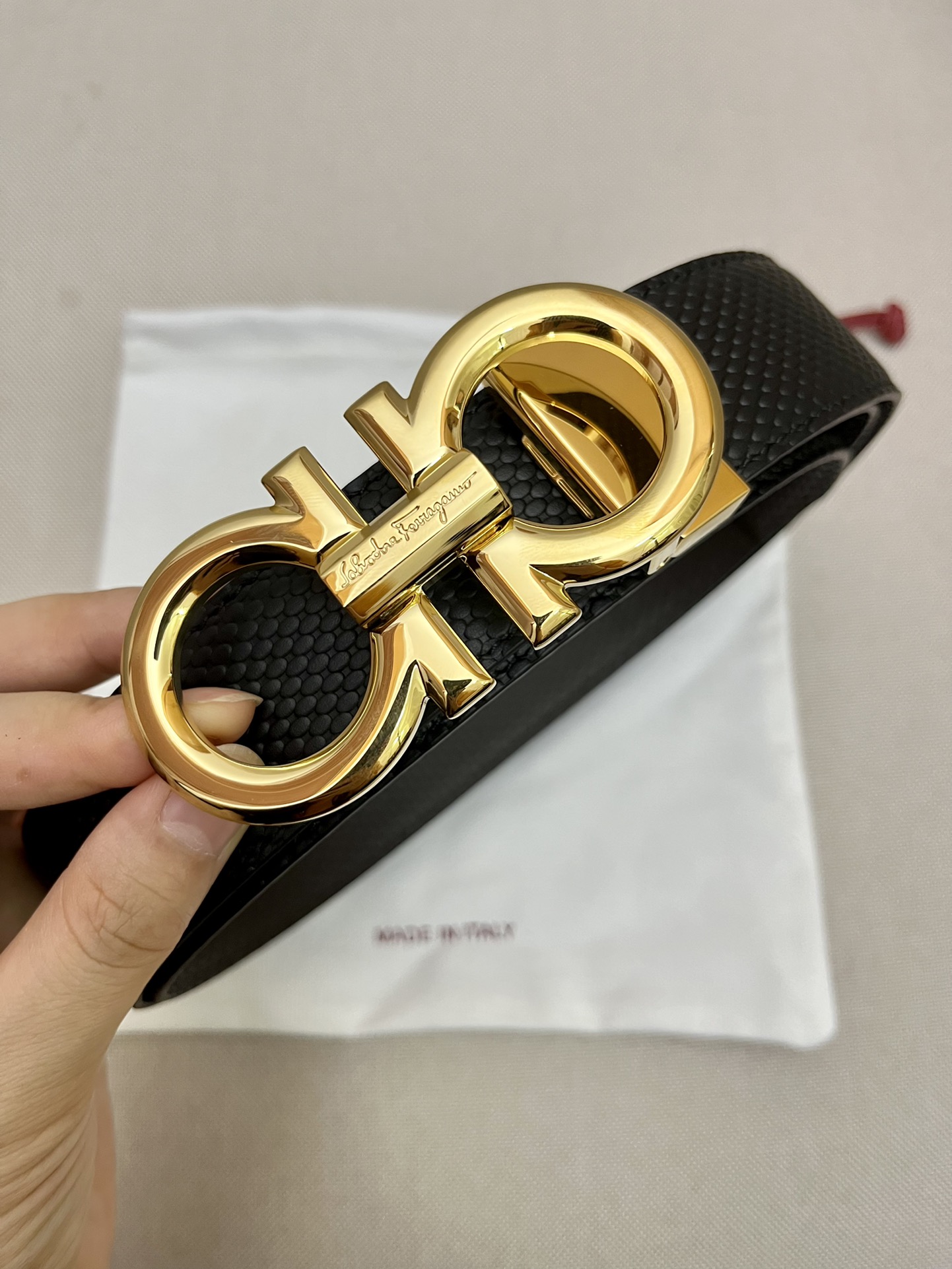 Salvatore Ferragamo Male Leather Belt Top Grain Leather M