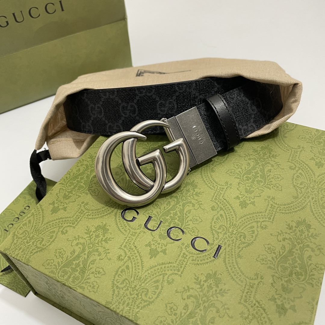 Gucci Basic Belt Cow Leather Black S-m