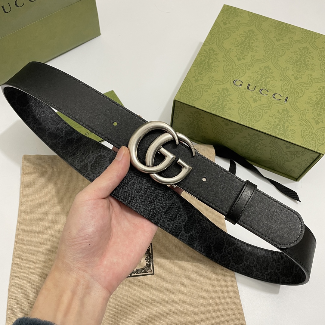 Gucci Basic Belt Cow Leather Black S-m