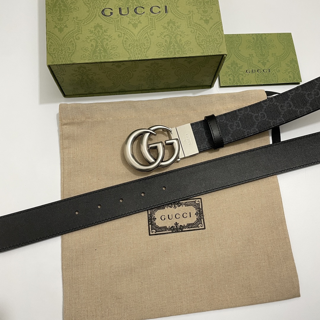 Gucci Basic Belt Cow Leather Black S-m