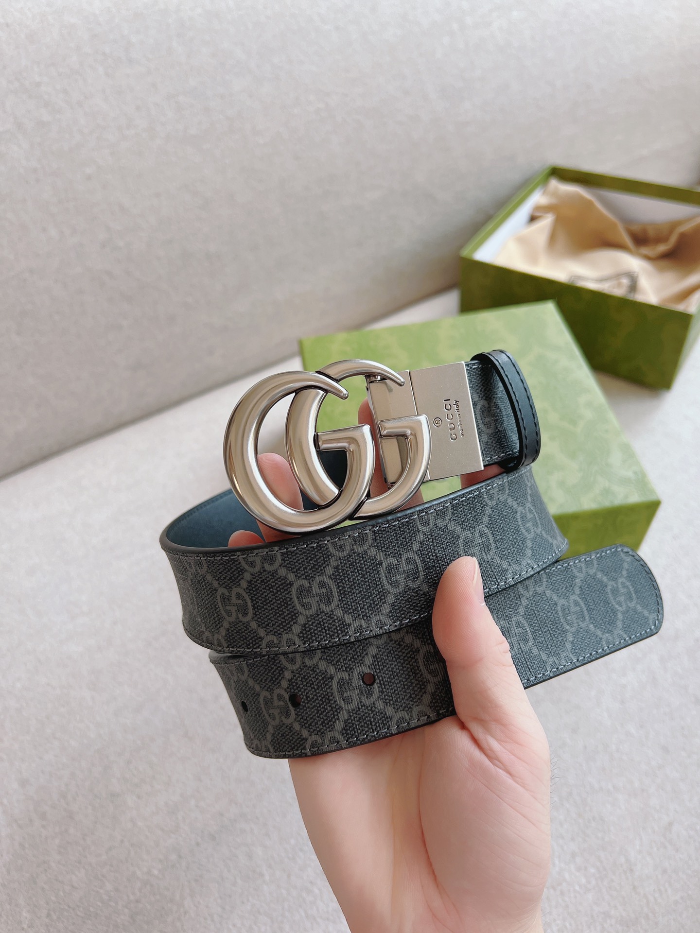 Gucci Basic Belt Canvas Black 38mm-s-m