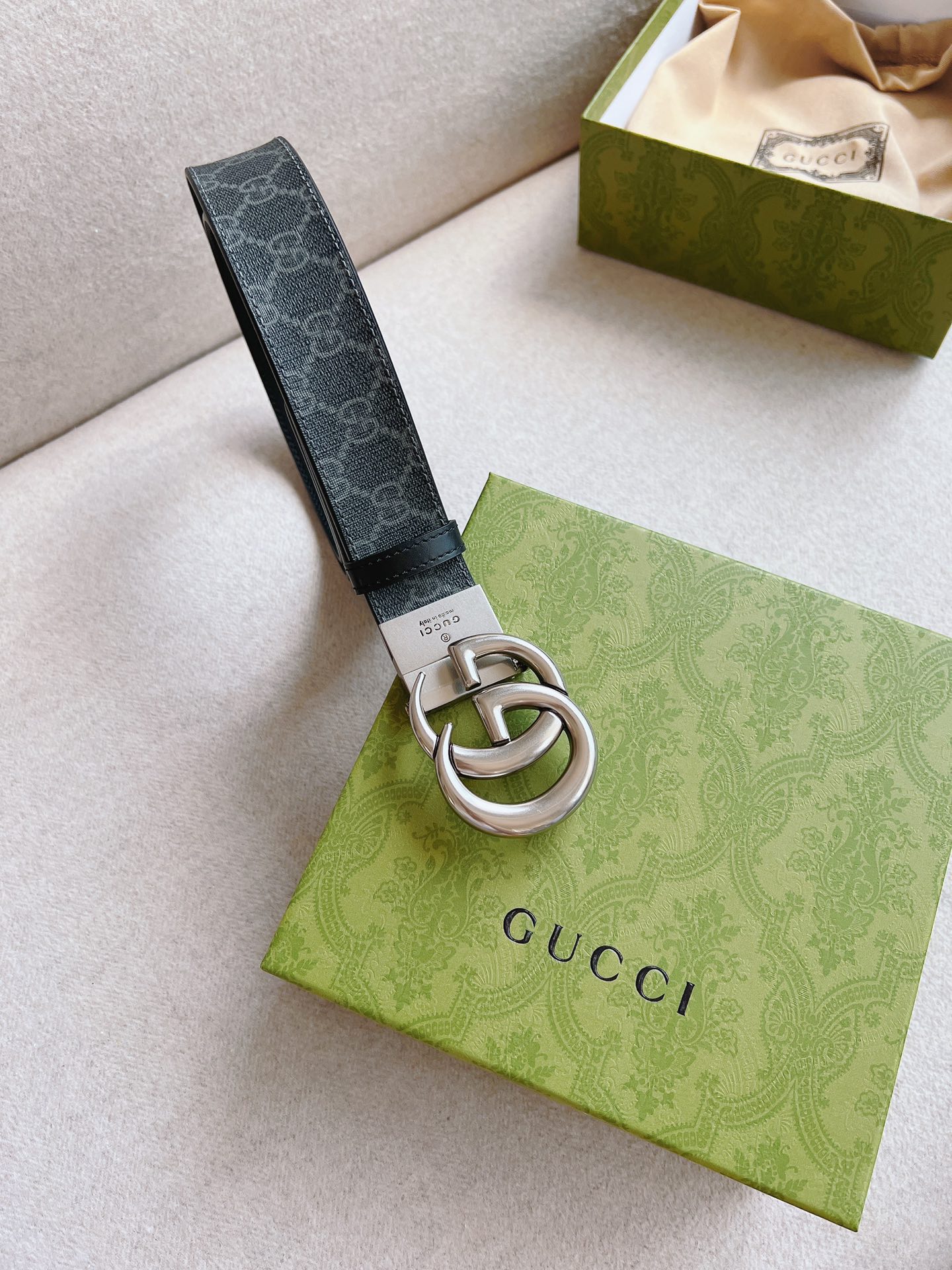 Gucci Basic Belt Canvas Black 38mm-s-m