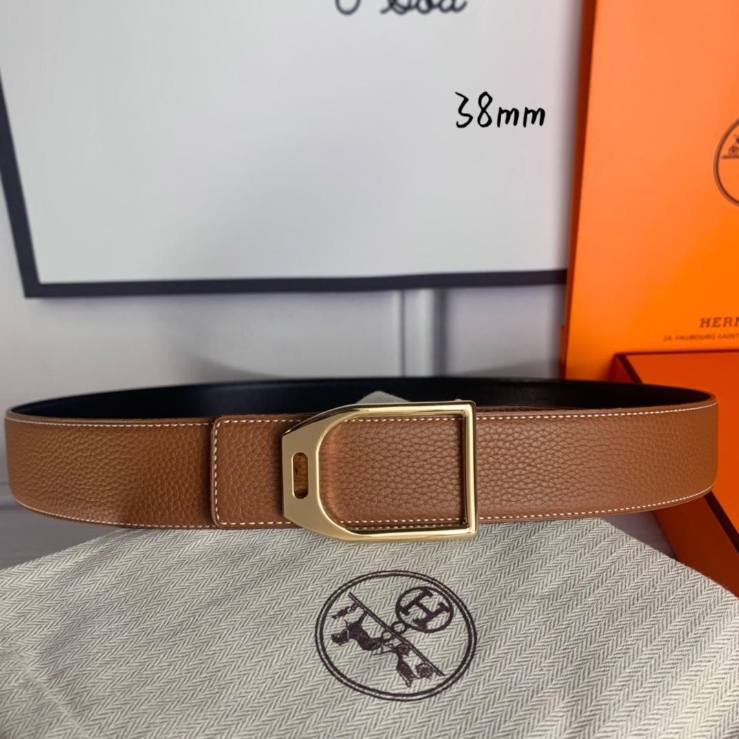 Hermès Male Leather Belt Top Grain Leather Black 38mm-s-m