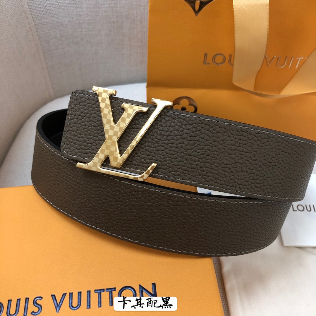 Louis Vuitton Male Leather Belt Cow Leather 40mm-s-l