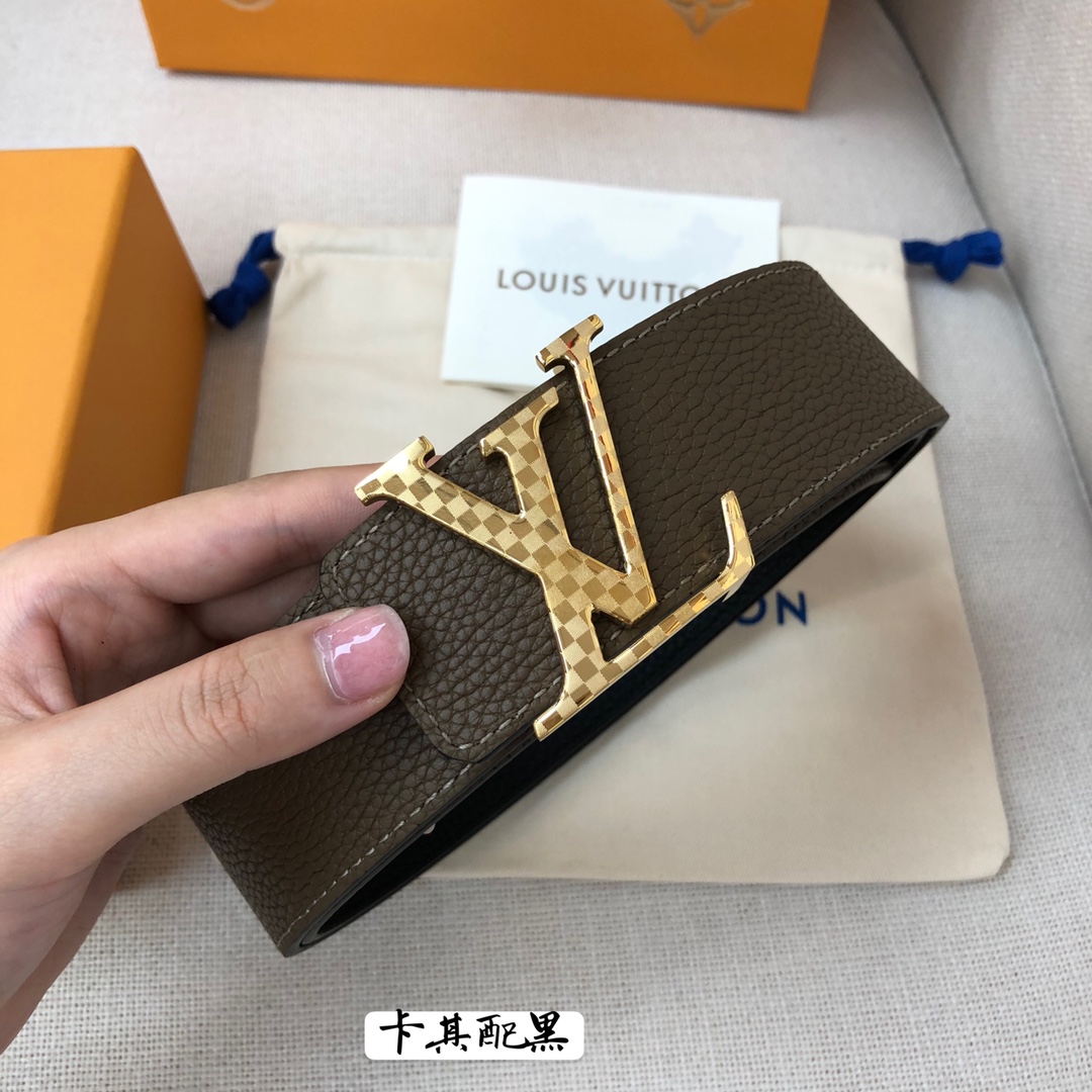 Louis Vuitton Male Leather Belt Cow Leather 40mm-s-l