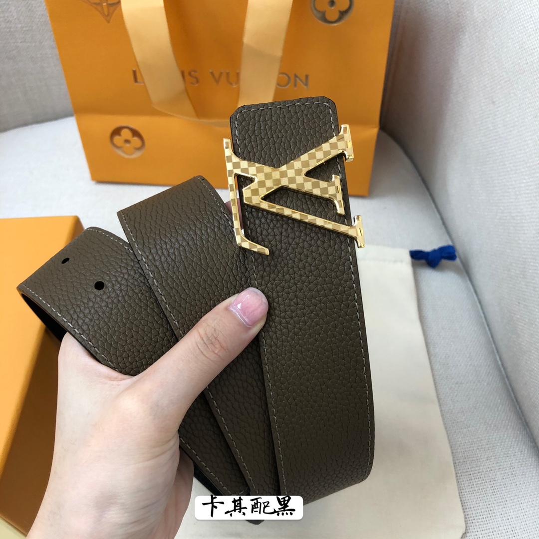 Louis Vuitton Male Leather Belt Cow Leather 40mm-s-l