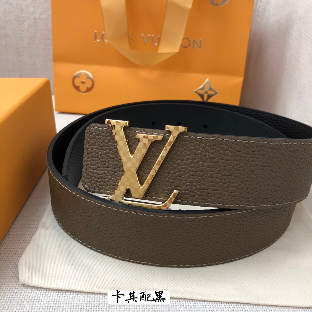 Louis Vuitton Male Leather Belt Cow Leather 40mm-s-l
