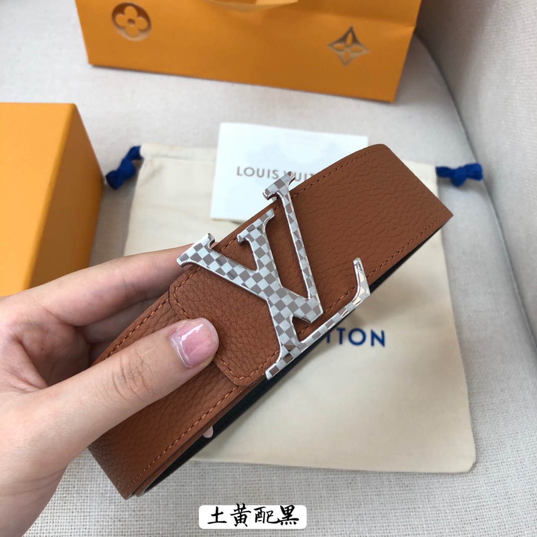 Louis Vuitton Male Leather Belt Cow Leather 40mm-s-l