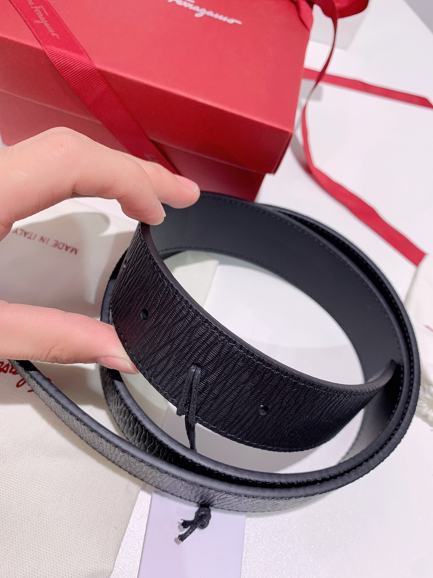 Salvatore Ferragamo Male Leather Belt Top Grain Leather S-m-l