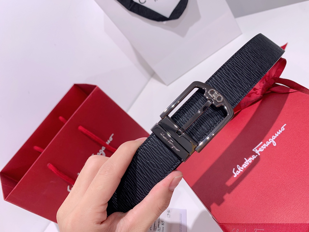 Salvatore Ferragamo Male Leather Belt Top Grain Leather S-m-l