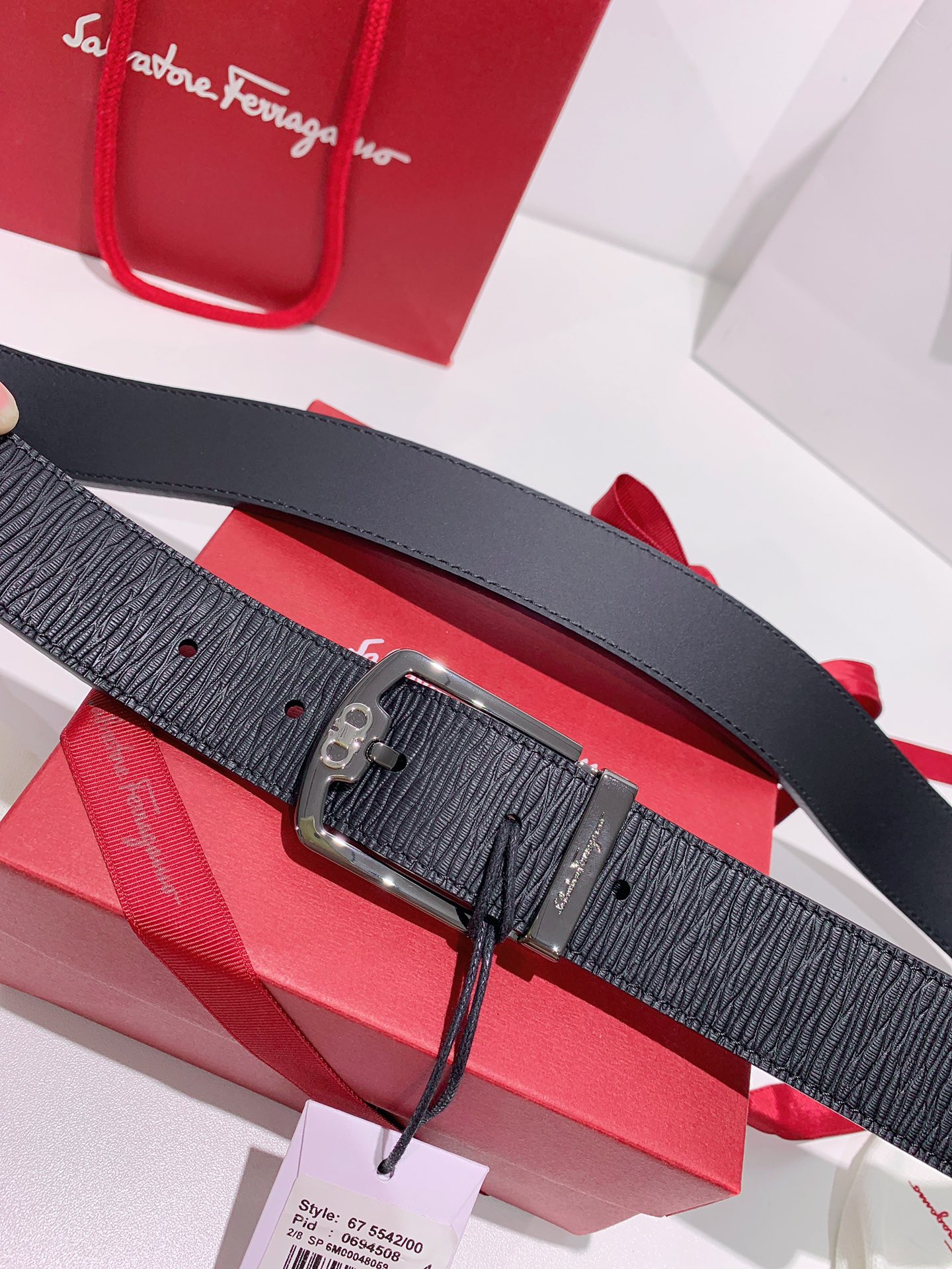 Salvatore Ferragamo Male Leather Belt Top Grain Leather S-m-l