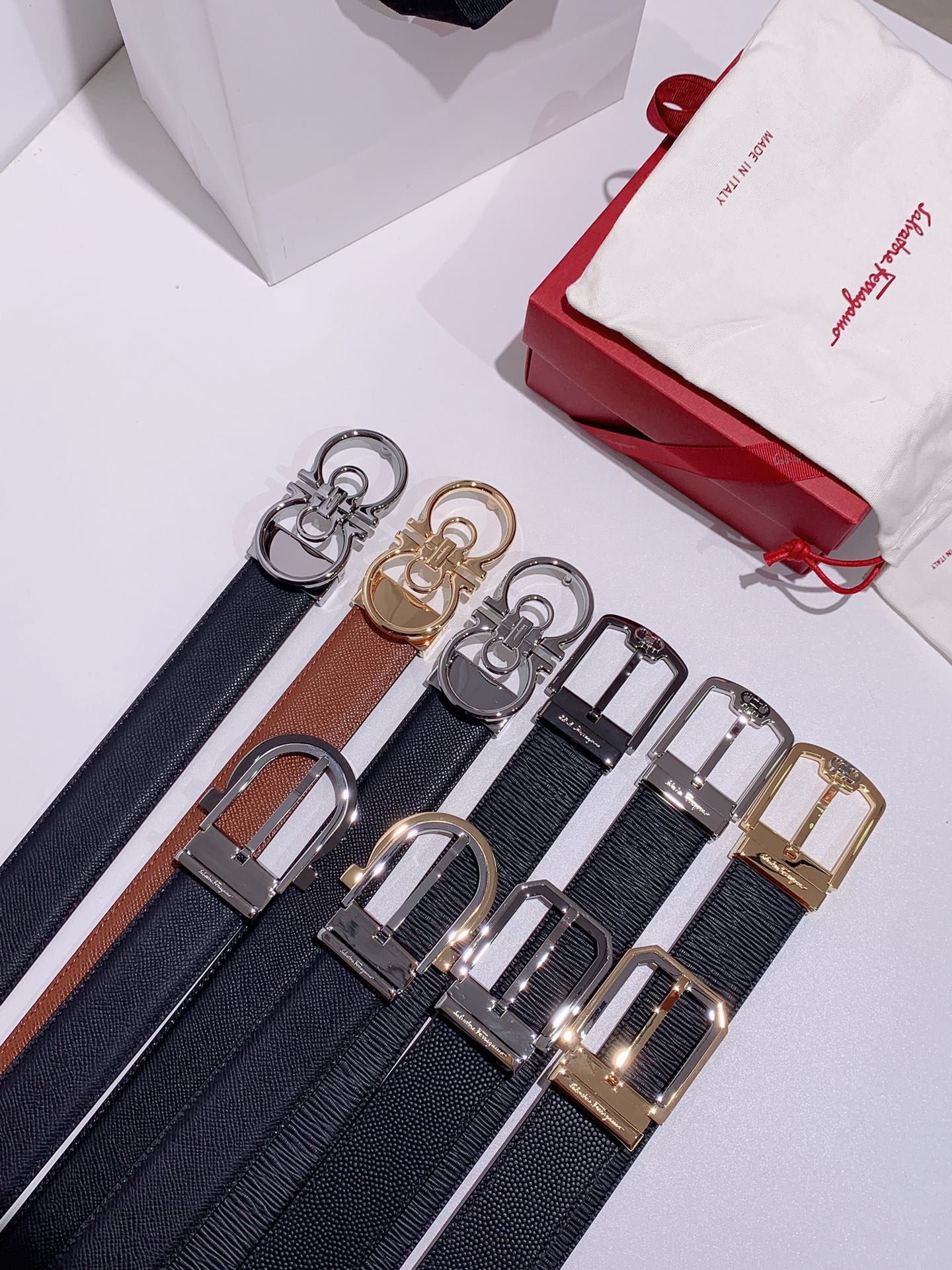 Salvatore Ferragamo Male Leather Belt Top Grain Leather S-m-l