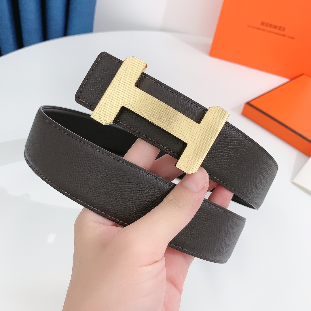 Hermès Leather Belt Cow Leather Silver 38mm