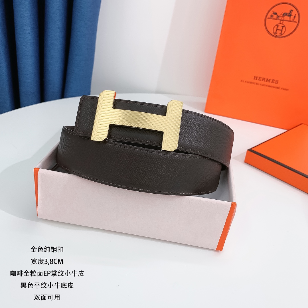 Hermès Leather Belt Cow Leather Silver 38mm