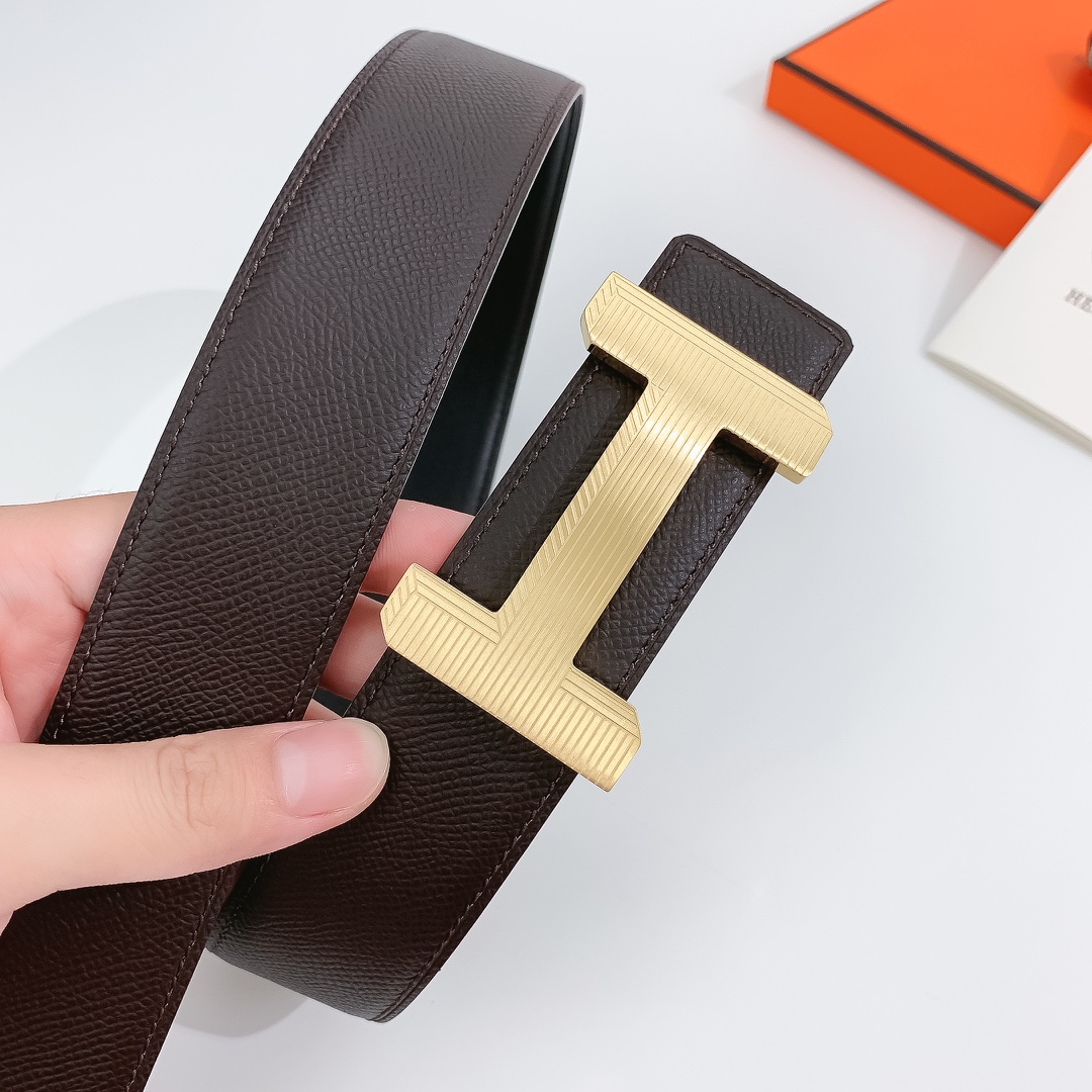 Hermès Leather Belt Cow Leather Silver 38mm