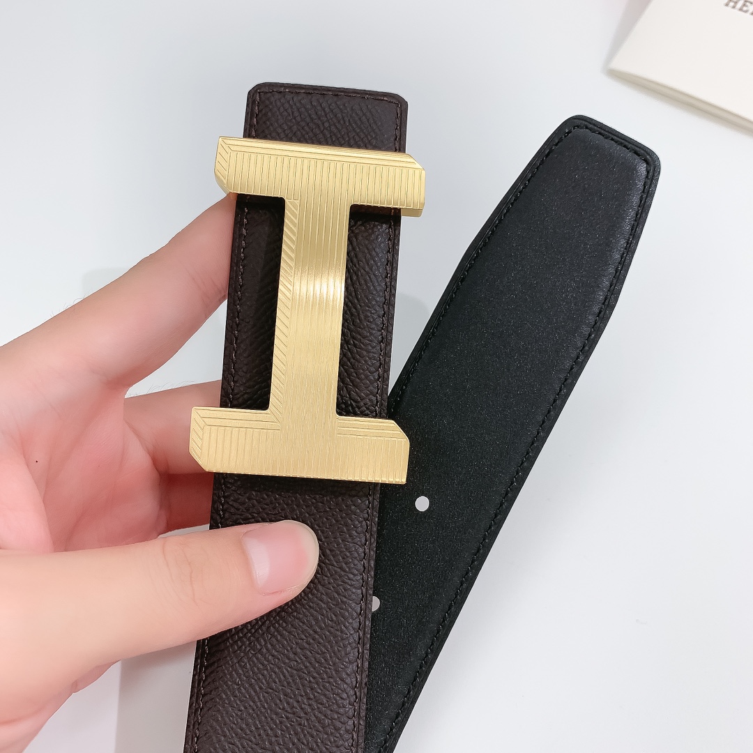 Hermès Leather Belt Cow Leather Silver 38mm