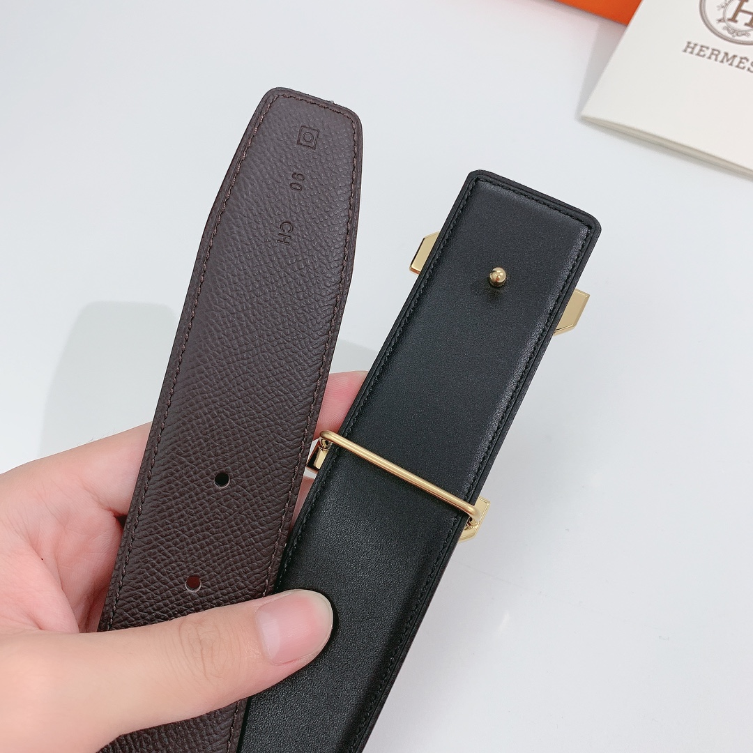 Hermès Leather Belt Cow Leather Silver 38mm