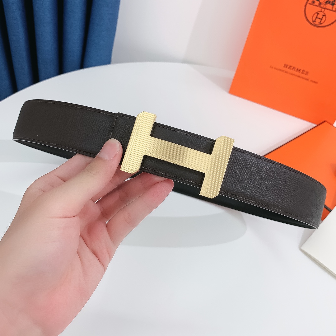 Hermès Leather Belt Cow Leather Silver 38mm