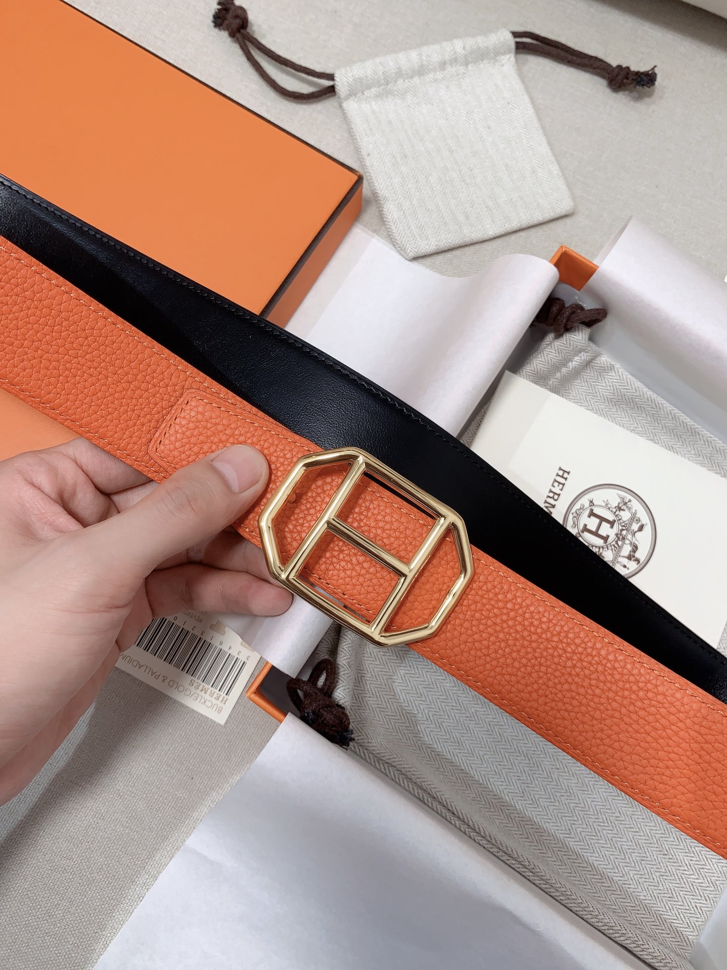 Hermès Male Leather Belt 38mm-s-m