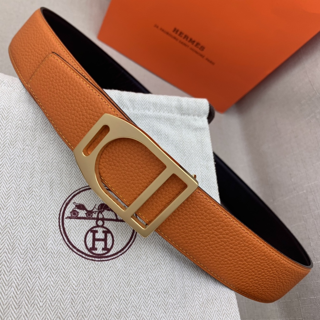 Hermès Male Leather Belt Top Grain Leather Black 38mm-s-m