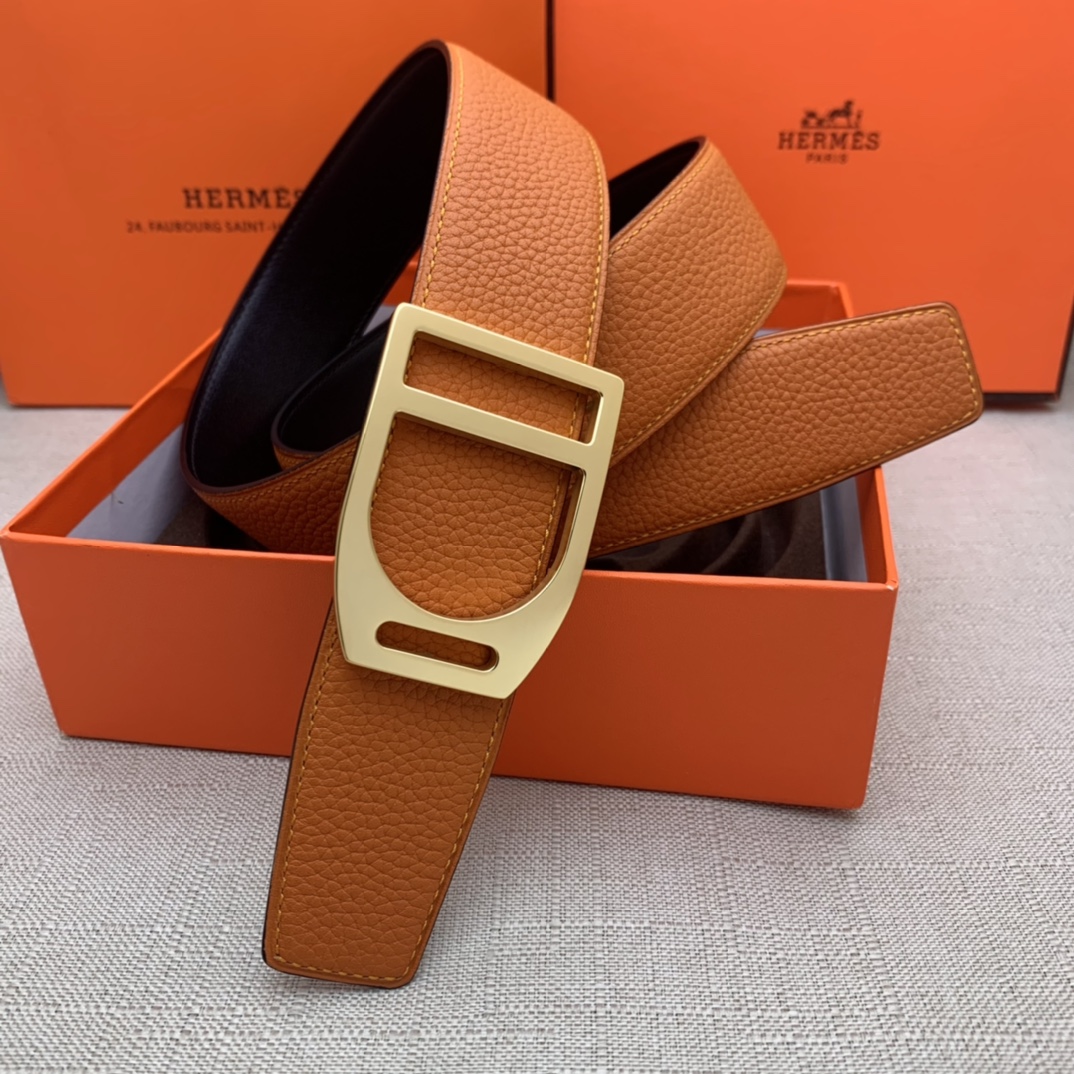 Hermès Male Leather Belt Top Grain Leather Black 38mm-s-m