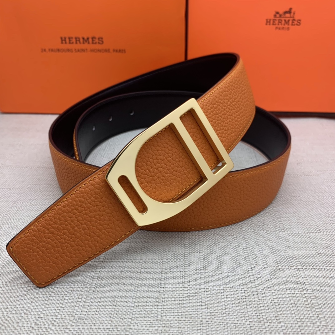 Hermès Male Leather Belt Top Grain Leather Black 38mm-s-m