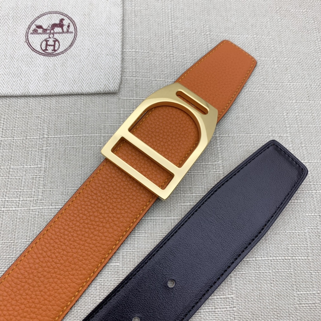 Hermès Male Leather Belt Top Grain Leather Black 38mm-s-m