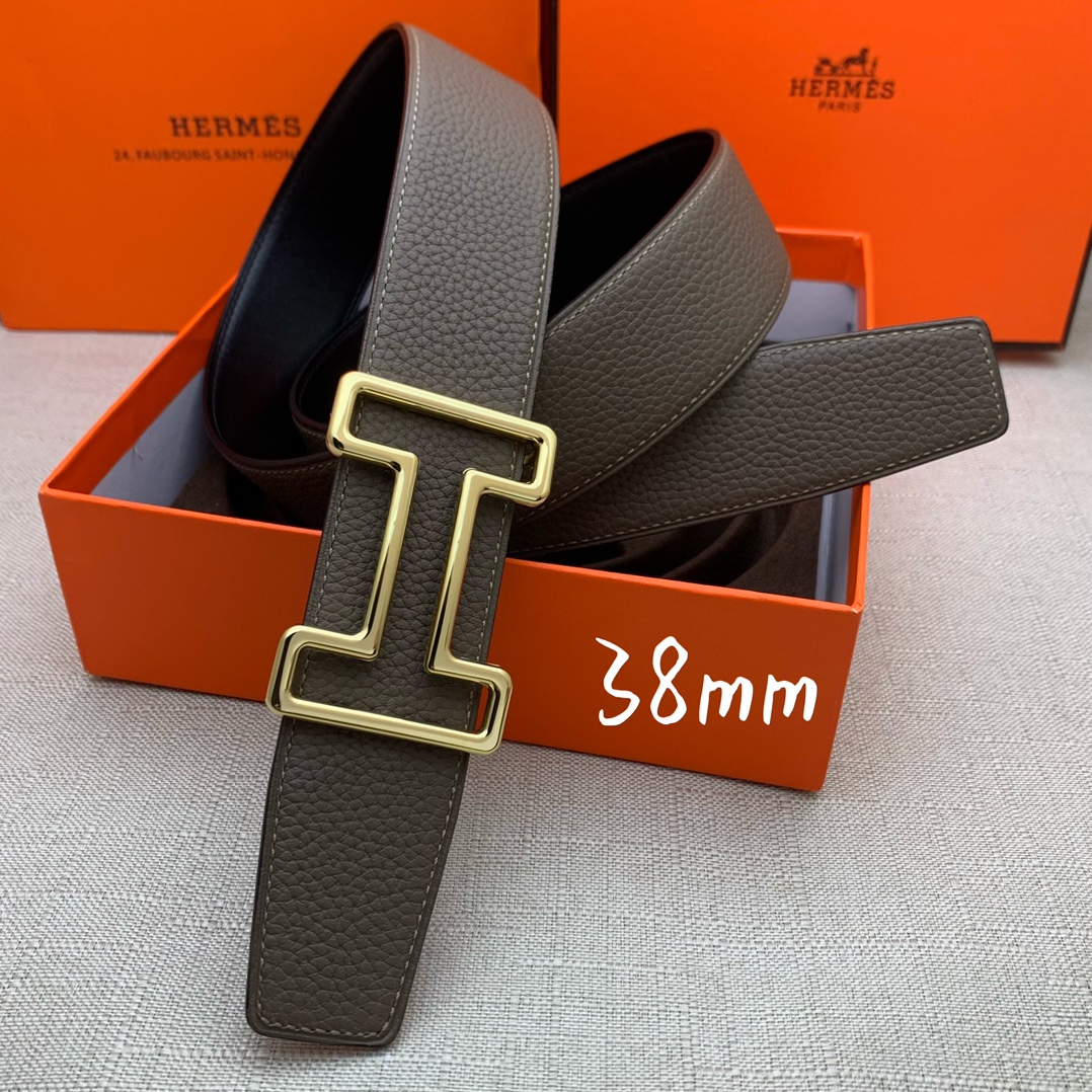 Hermès Male Leather Belt Top Grain Leather Black 38mm-s-m