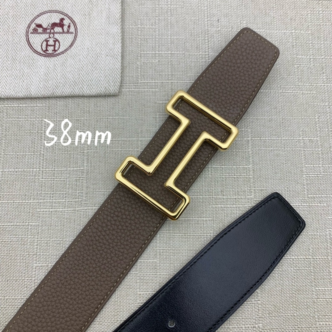 Hermès Male Leather Belt Top Grain Leather Black 38mm-s-m