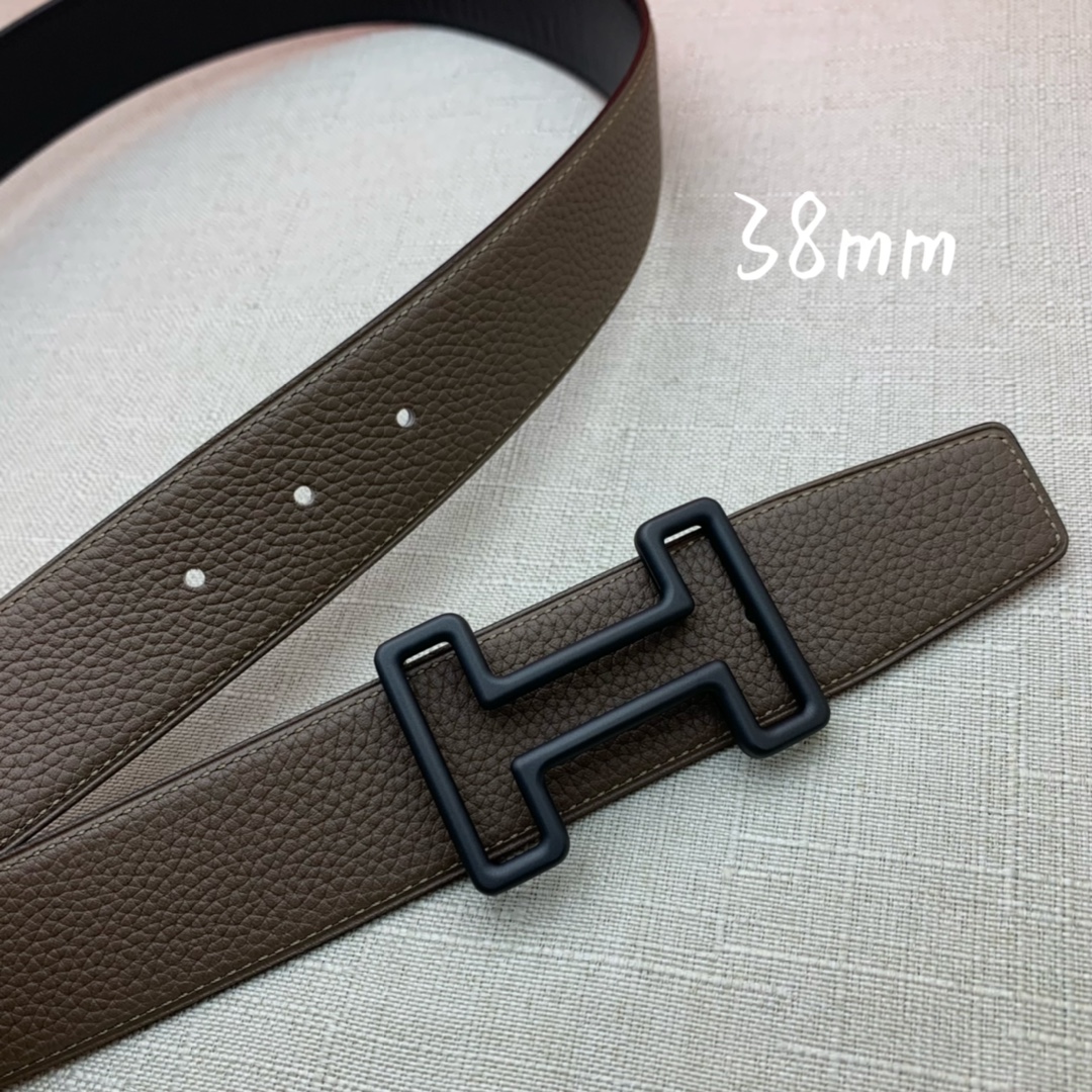 Hermès Male Leather Belt Top Grain Leather Black 38mm-s-m