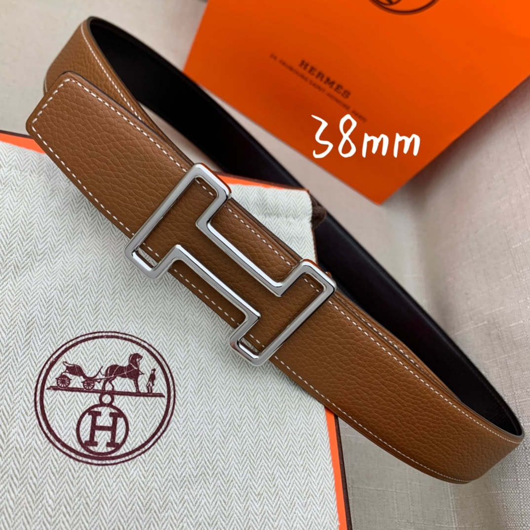 Hermès Male Leather Belt Top Grain Leather Black 38mm-s-m
