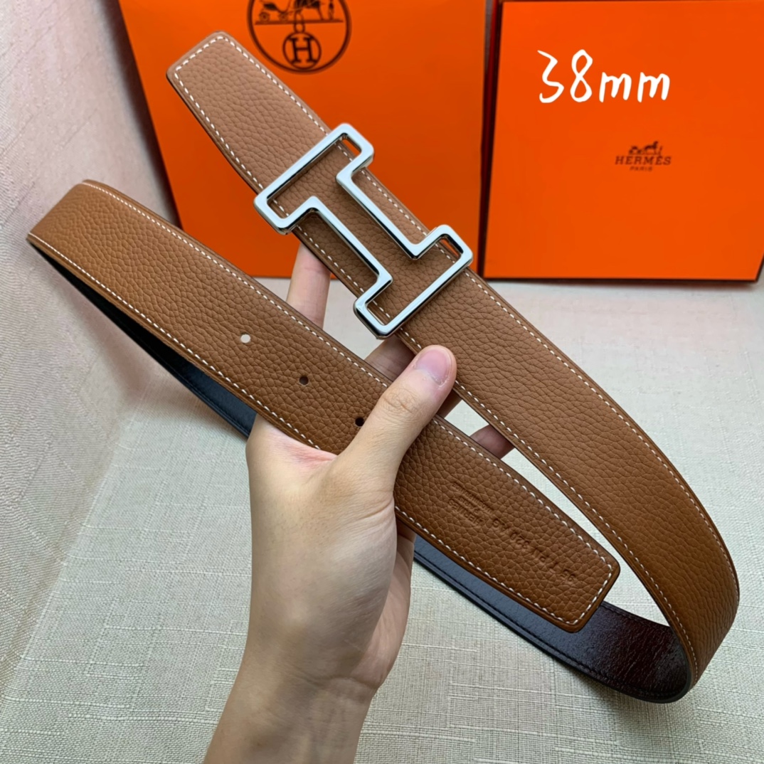 Hermès Male Leather Belt Top Grain Leather Black 38mm-s-m