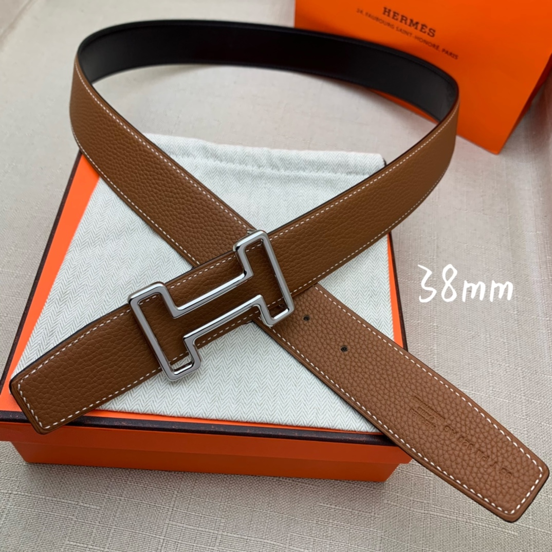 Hermès Male Leather Belt Top Grain Leather Black 38mm-s-m