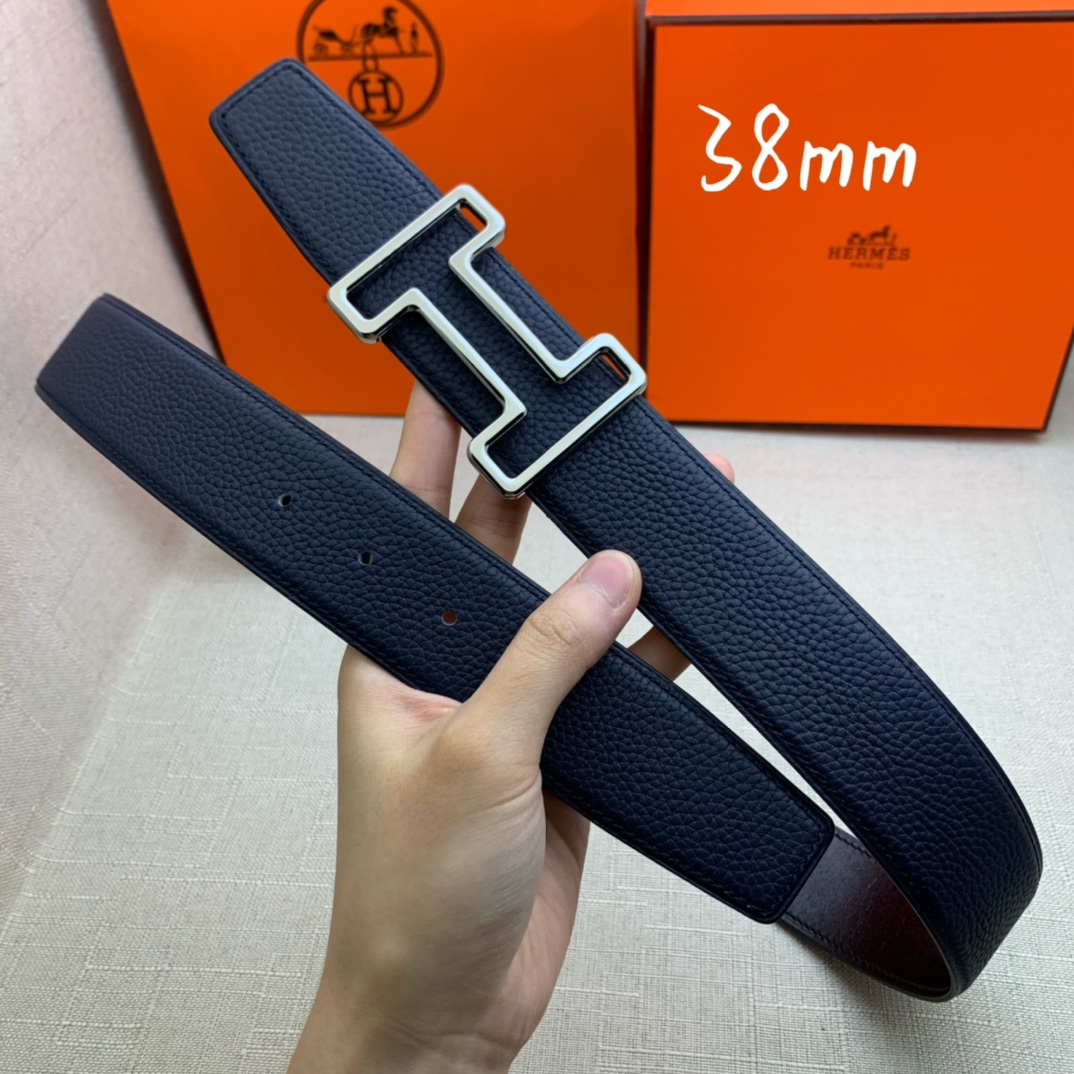 Hermès Male Leather Belt Top Grain Leather Black 38mm-s-m