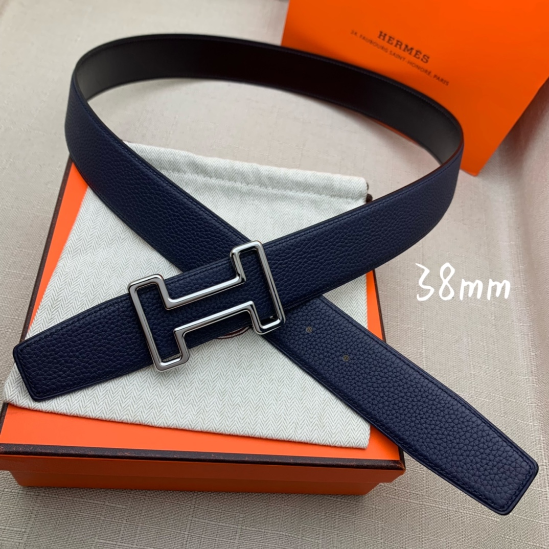 Hermès Male Leather Belt Top Grain Leather Black 38mm-s-m