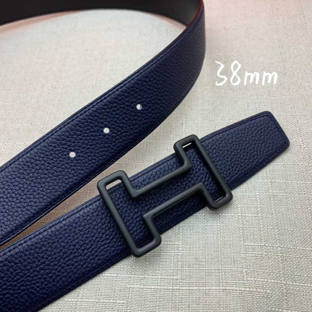 Hermès Male Leather Belt Top Grain Leather Black 38mm-s-m