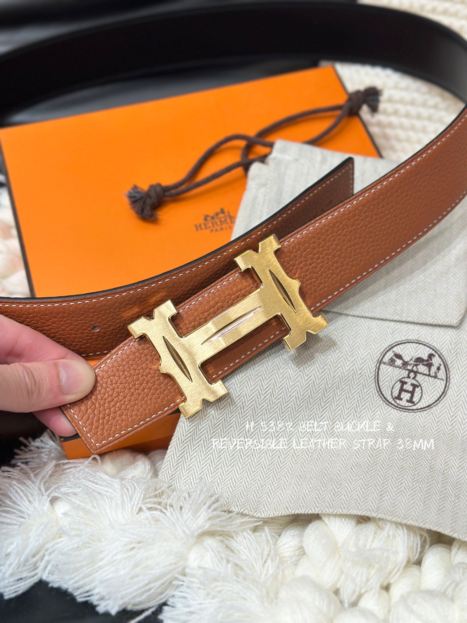 Hermès Male Leather Belt Top Grain Leather M