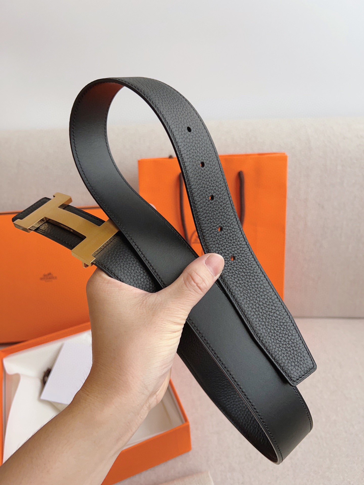 Hermès Male Leather Belt Cow Leather S-m