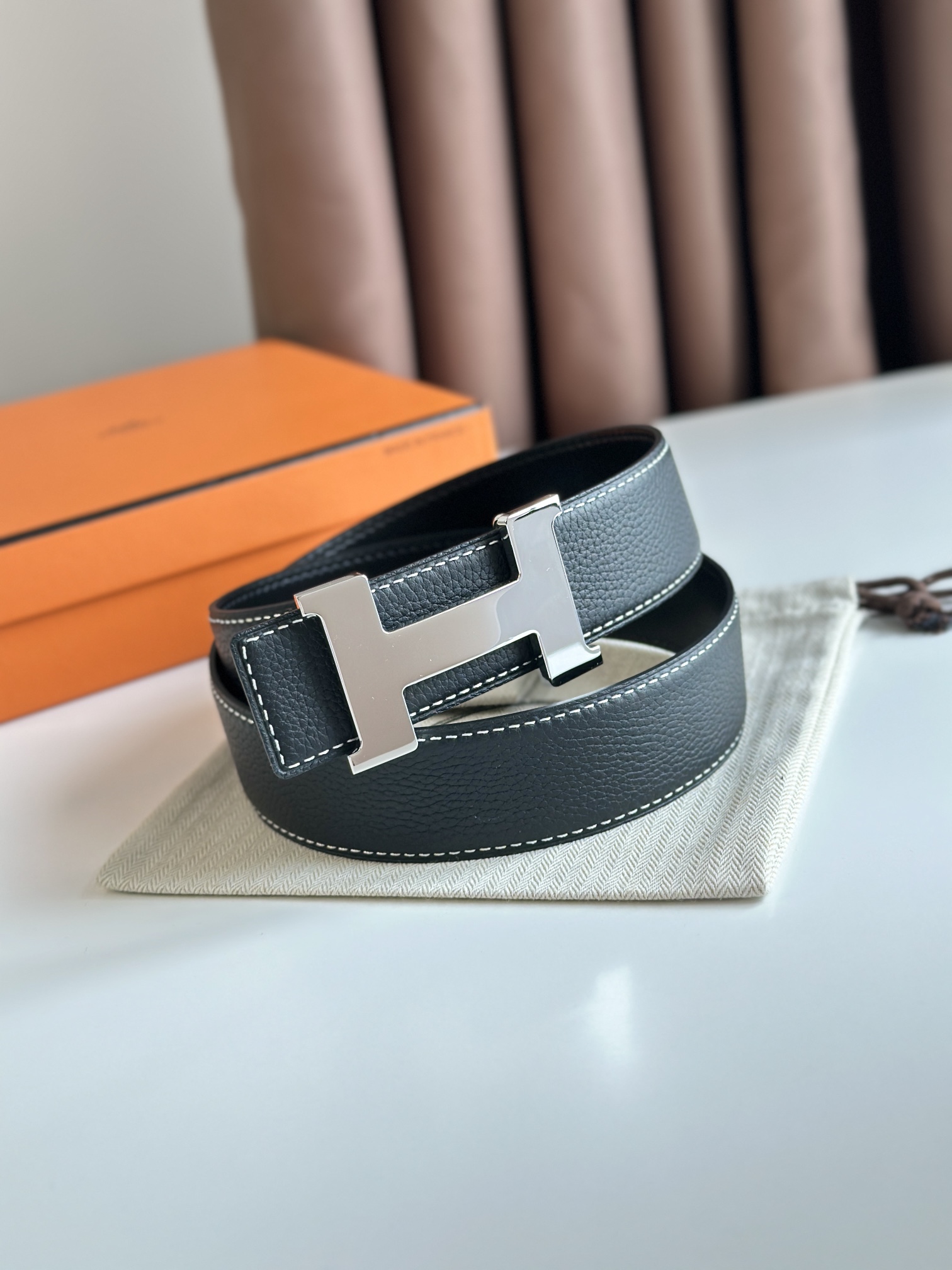 Hermès Male Leather Belt Cow Leather S-m