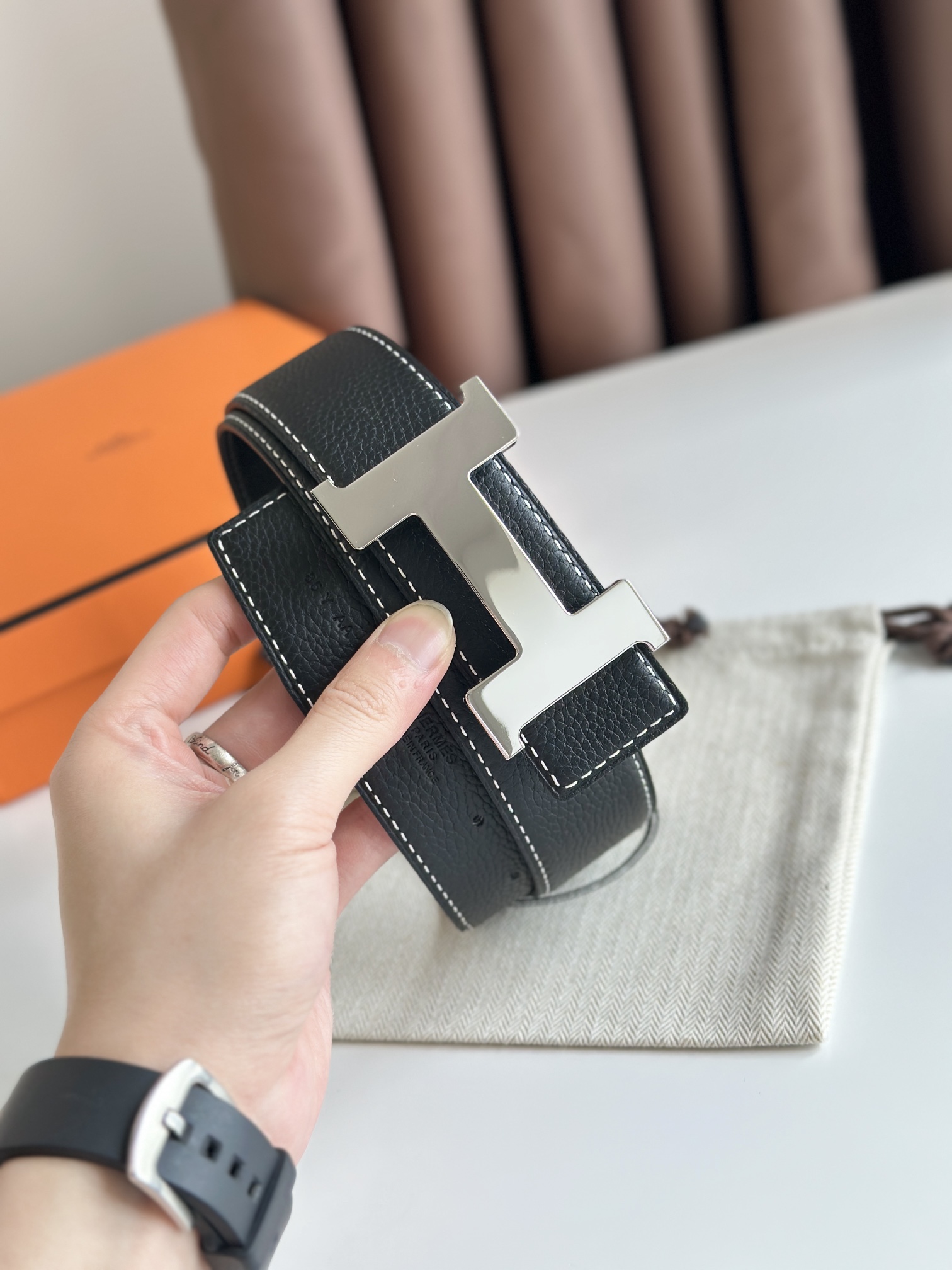 Hermès Male Leather Belt Cow Leather S-m