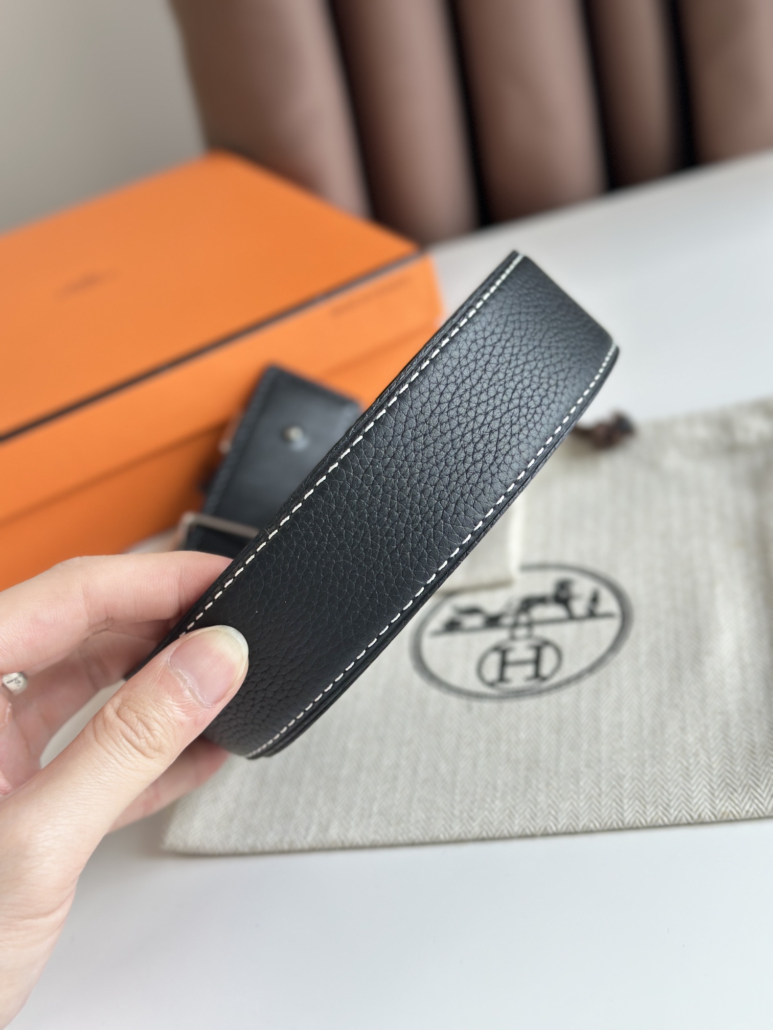 Hermès Male Leather Belt Cow Leather S-m